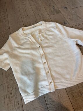 Abercrombie & Fitch Cream Short-Sleeve Button Cardigan